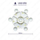  Bộ bát đĩa hoa mặt trời men trắng vẽ họa tiết vẽ tay 