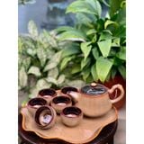  Bộ ấm chén men hỏa biến dáng quai trúc 