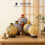  Bình Hút Lộc Đắp Nổi Vàng Kim Công Đào Đuôi Xòe - Bình Tụ Lộc Phong Thủy Quà Tặng Cao Cấp 
