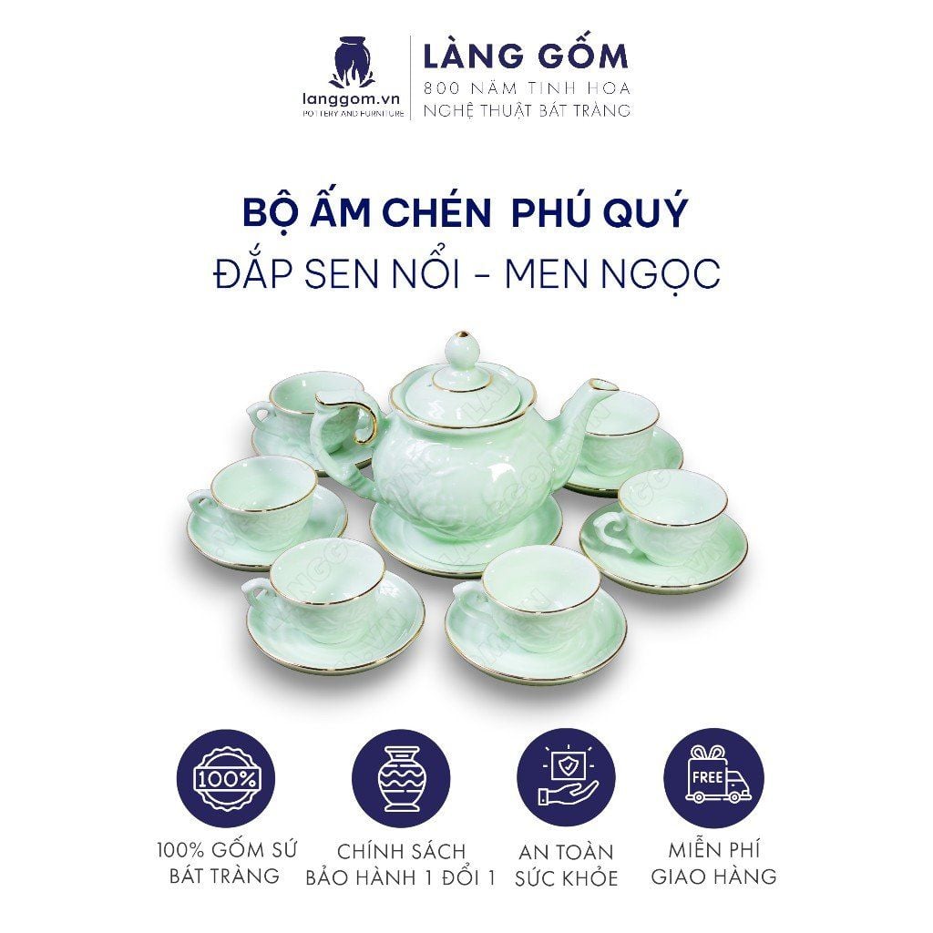  Bộ ấm chén dáng Phú Quý (TH) 
