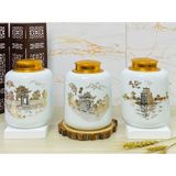  Hũ gốm sứ đựng trà men trắng 