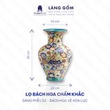  Lọ hoa vẽ bách hoa chấm màu dáng phễu - Gốm sứ Biên Hòa 