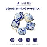  Cốc sứ cao cấp họa tiết vẽ tay thủ công, men lam - dung tích 300 ml - 420 ml 