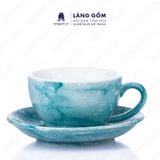  Bộ cốc đĩa gốm sứ kiểu Cappuccino dáng thấp dung tích 220ml 