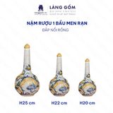  Nậm rượu thờ cúng 1 bầu men rạn đắp nổi 