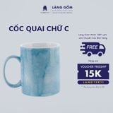  Cốc sứ vân đá tay cầm chữ C, dung tích 350ml 