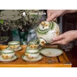  Bộ ấm chén gốm sứ Bát Tràng họa tiết vẽ tay kiểu Gốc cây - Dung tích 340 - 620ml 