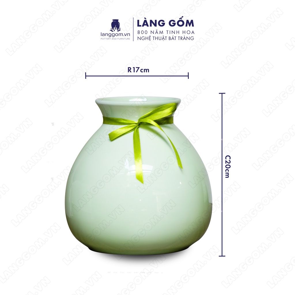  Bình hoa men ngọc dáng giỏ cua béo 