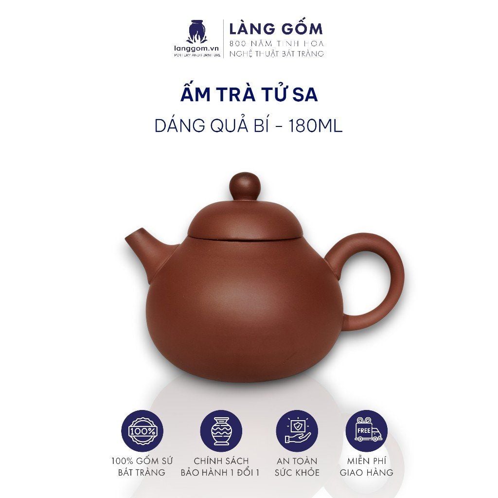  Ấm đất mộc nguyên khoáng cao cấp dáng Quả Bí 
