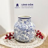  Bình hoa men lam họa tiết hoa lá 