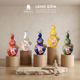  Bình Hồ Lô Tích Lộc Phong Thủy - Đắp Nổi Thuận Buồm, Tài Lộc Dát Vàng 18K - Quà Tặng Gốm Sứ Bát Tràng Cao Cấp 