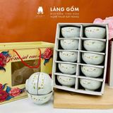  Bộ bát cơm vân đá vẽ hoa đào trắng (TH) 