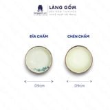  Bộ bát đĩa hoa mặt trời men kem đào xanh 