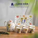  Bộ bình nước gốm sứ Bát Tràng cao cấp họa tiết vẽ tay 