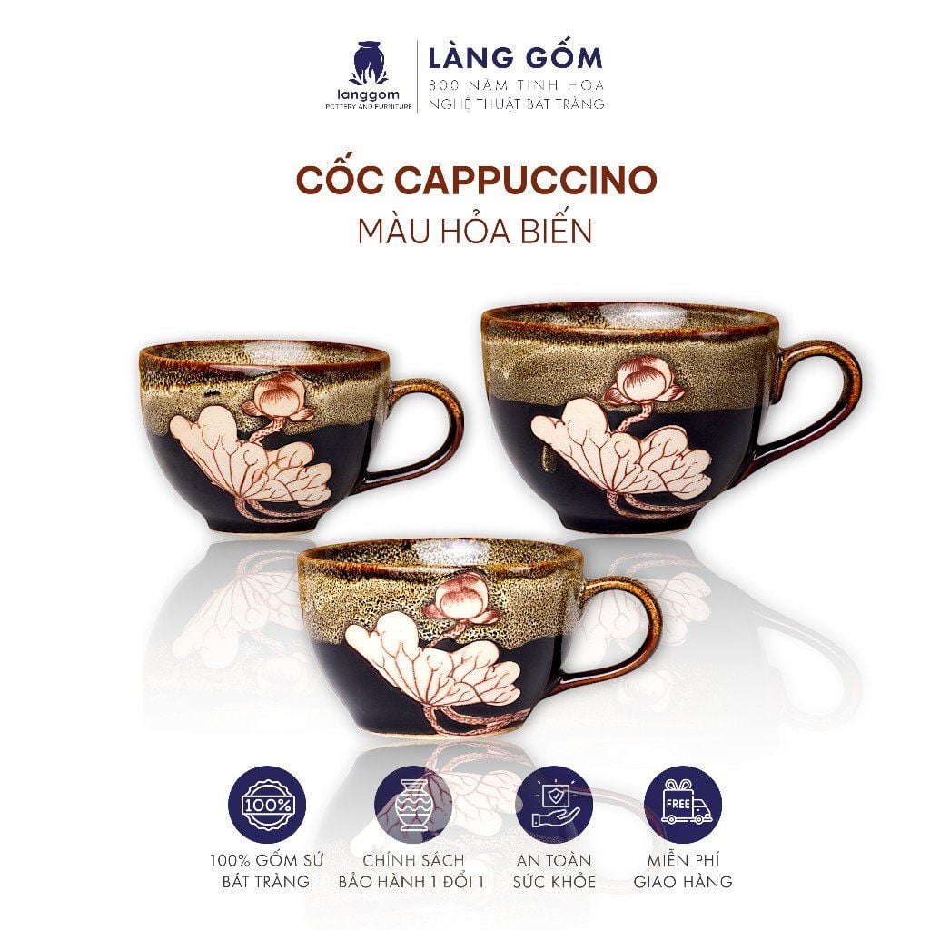  Cốc cappuccino men hỏa biến 200ml, 250ml, 300ml 
