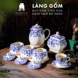  Hũ mứt sứ họa tiết vẽ tay thủ công dáng tròn dẹt 