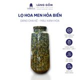  Bình hoa men hỏa biến dáng Chai kẻ màu Xanh hoa 