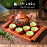  Bộ ấm chén kiểu gốc cây đắp hoa nổi kèm khay 400 ml 