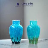  Bình hoa men hỏa biến dáng lộc bình màu xanh đồng 