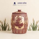  Hũ đựng gạo Bát Tràng khắc nổi Trường Xuân Phú Quý 