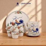  Bộ ấm tích Sắc màu thôn quê men kem vẽ gà trống 