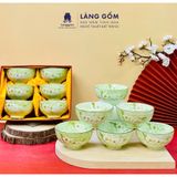  Bộ bát cơm vân đá vẽ hoa đào trắng (TH) 