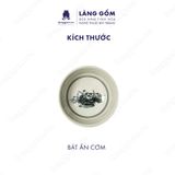  Bộ bát đĩa 11 món men trắng họa tiết hoa sen đen 