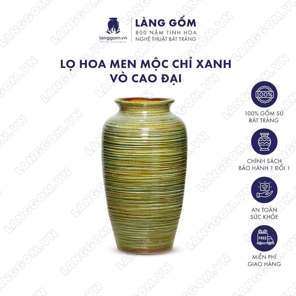  Bình hoa men hỏa biến dáng vò cao đại màu mộc khô 