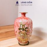  Bình hút lộc vân đá vẽ nổi Thuyền Buồm Tài Lộc vàng 18k phong thủy 