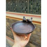  Khay đĩa lót ấm trà đắp chim sẻ thủ công 