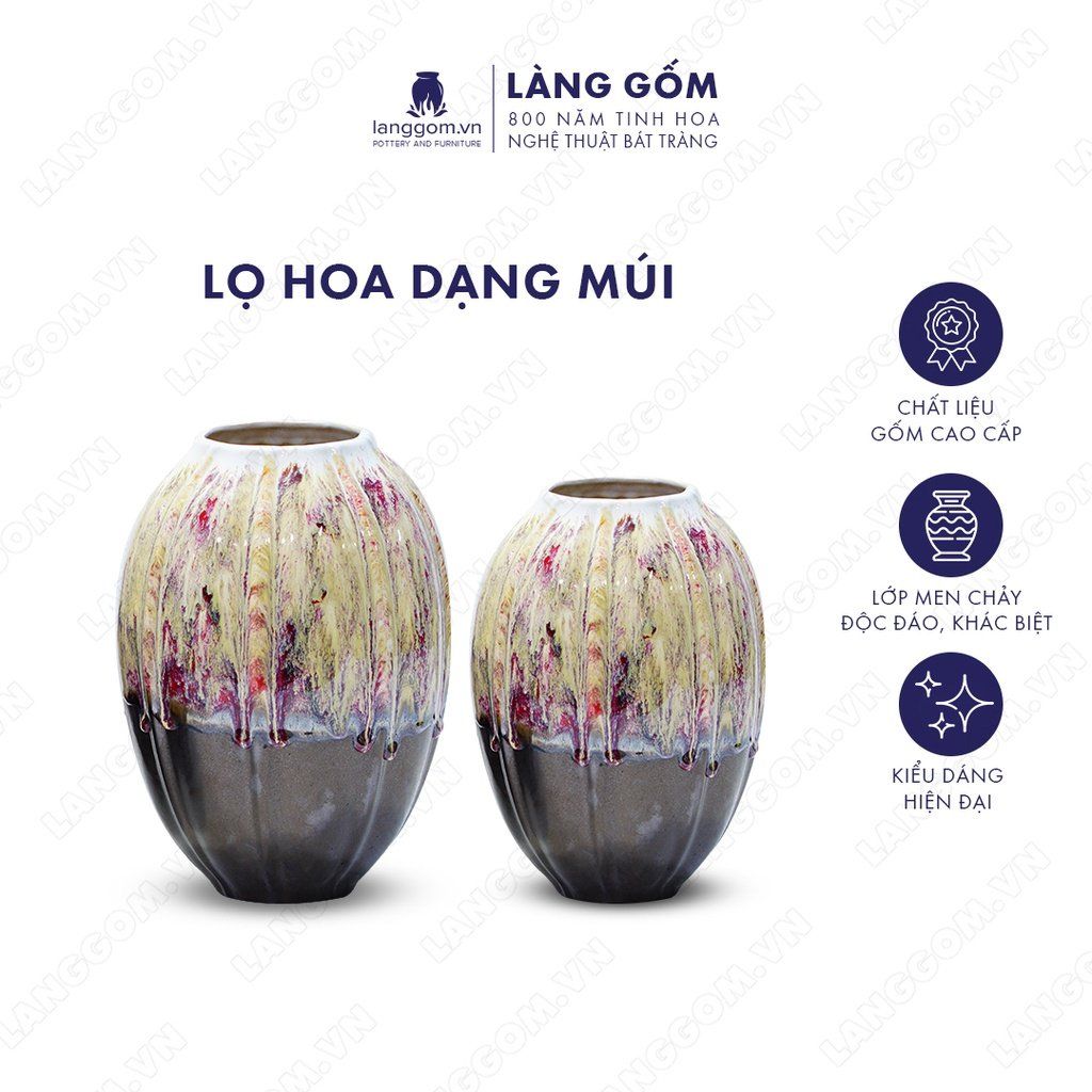  Bình hoa men chảy dạng múi 