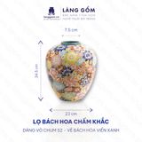  Lọ hoa vẽ bách hoa chấm màu dáng vò chum - Gốm sứ Biên Hòa 
