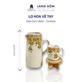 Bình hoa men màu vẽ tay họa tiết hoa cúc vàng 