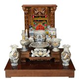  Đĩa trầu - Bộ thờ cúng, đồ thờ men rạn đắp nổi họa tiết Sen, Rồng tinh xảo 