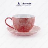  Bộ cốc đĩa gốm sứ kiểu Cappuccino dáng cao màu vân đá, dung tích 220ml 