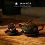  [SẢN PHẨM TẾT 2026] Bộ ấm chén uống trà men hỏa biến màu hoàng kim sa 