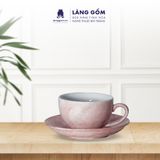  Bộ cốc đĩa gốm sứ kiểu Cappuccino dáng thấp dung tích 220ml 