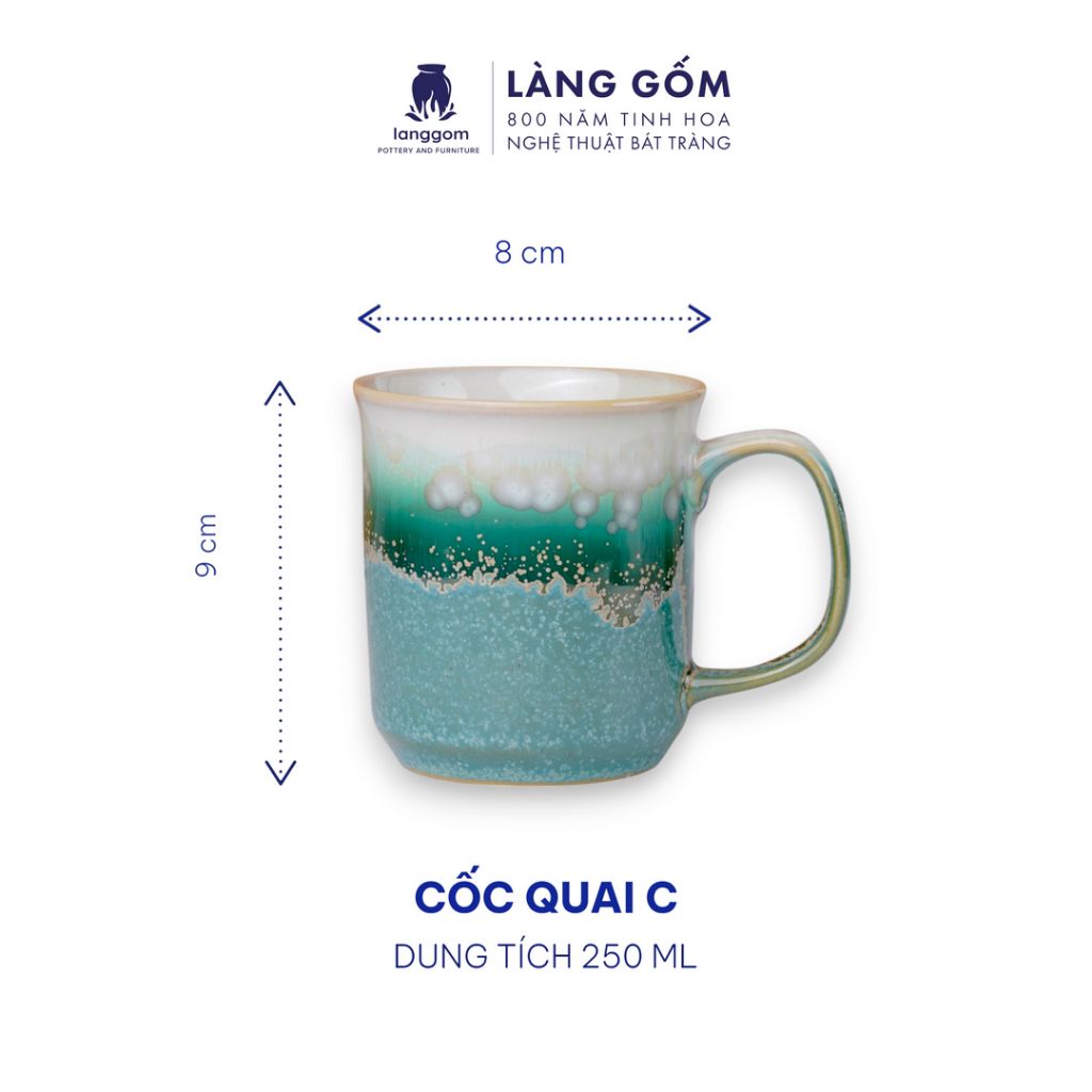  Cốc quai C men hỏa biến, dung tích 250ml 