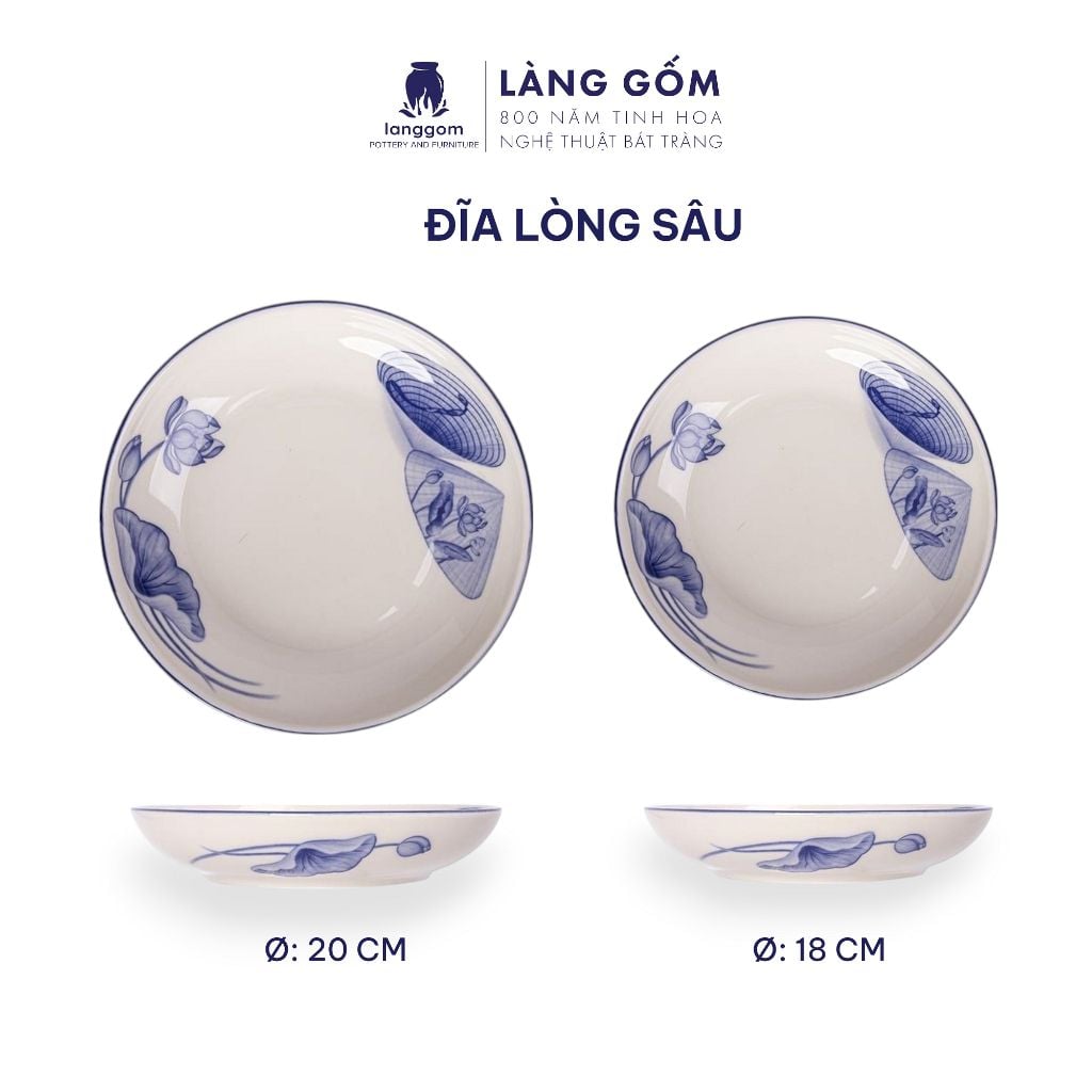  Bộ bàn ăn men làm Duyên dáng Việt Nam - Họa tiết vẽ nón lá 