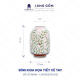  Bình hoa men màu hoạ tiết vẽ lá xanh 