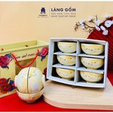  Bộ bát cơm vân đá vẽ hoa đào trắng (TH) 