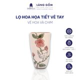  Lọ hoa men màu vẽ tay họa tiết hoa và chim 