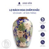  Lọ hoa vẽ bách hoa chấm màu dáng vò chum - Gốm sứ Biên Hòa 