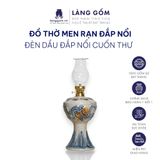  Đèn thờ cúng, đèn dầu để bàn thờ gia tiên - Bộ đồ thờ men rạn đắp nổi tinh xảo 