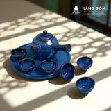  Bộ ấm chén quai chuôi men hỏa biến màu xanh sapphire 
