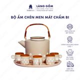  Bộ ấm chén men mát chấm bi có lõi lọc 