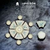  Bộ bát đĩa hoa mặt trời men kem đào xanh 