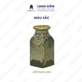  Bình hoa men hỏa biến dáng chai vuông màu hổ phách đen 