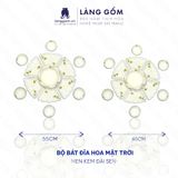  Bộ bát đĩa hoa mặt trời men kem vẽ đài sen 