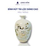  Bình hút lộc men trắng vẽ Thuyền Buồm Tài Lộc vàng 18k phong thủy 